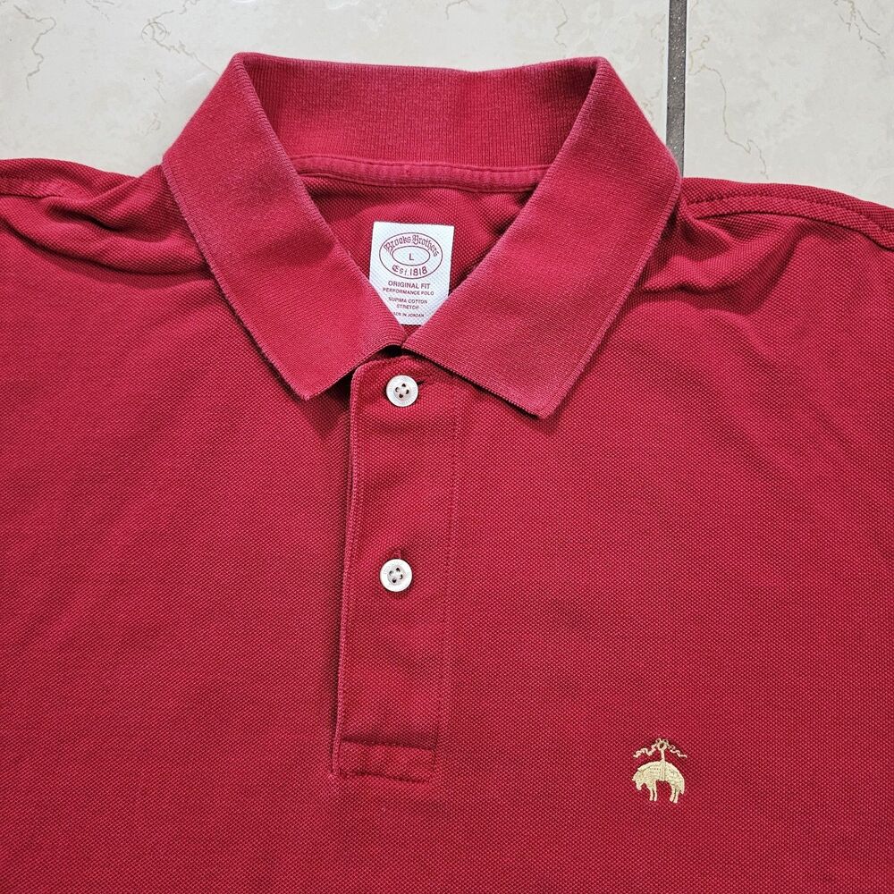 Brooks Brothers Performance Polo Golden Fleece 1818 Men's L Red Supima Cotton